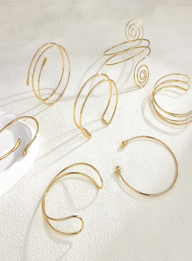 FEYIR 7 Pcs Arm Cuff Jewelry for Women Upper Arm Bracelet Bangle Band Armlet Adjustable Armband Set - Image 4